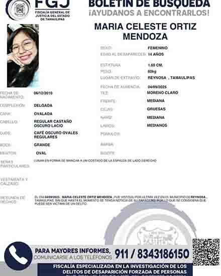 Tres jóvenes desaparecen en Reynosa; dos de ellos son menores de edad 3 CELESTE