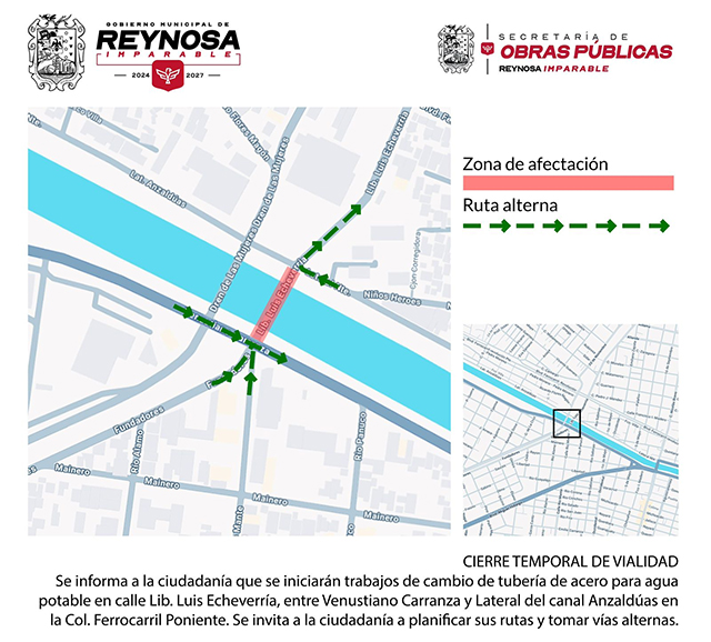 Permanece cerrado cruce por obra hidráulica en colonia Ferrocarril 1 CIERRE 2