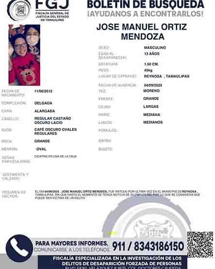 Tres jóvenes desaparecen en Reynosa; dos de ellos son menores de edad 1 JOSE